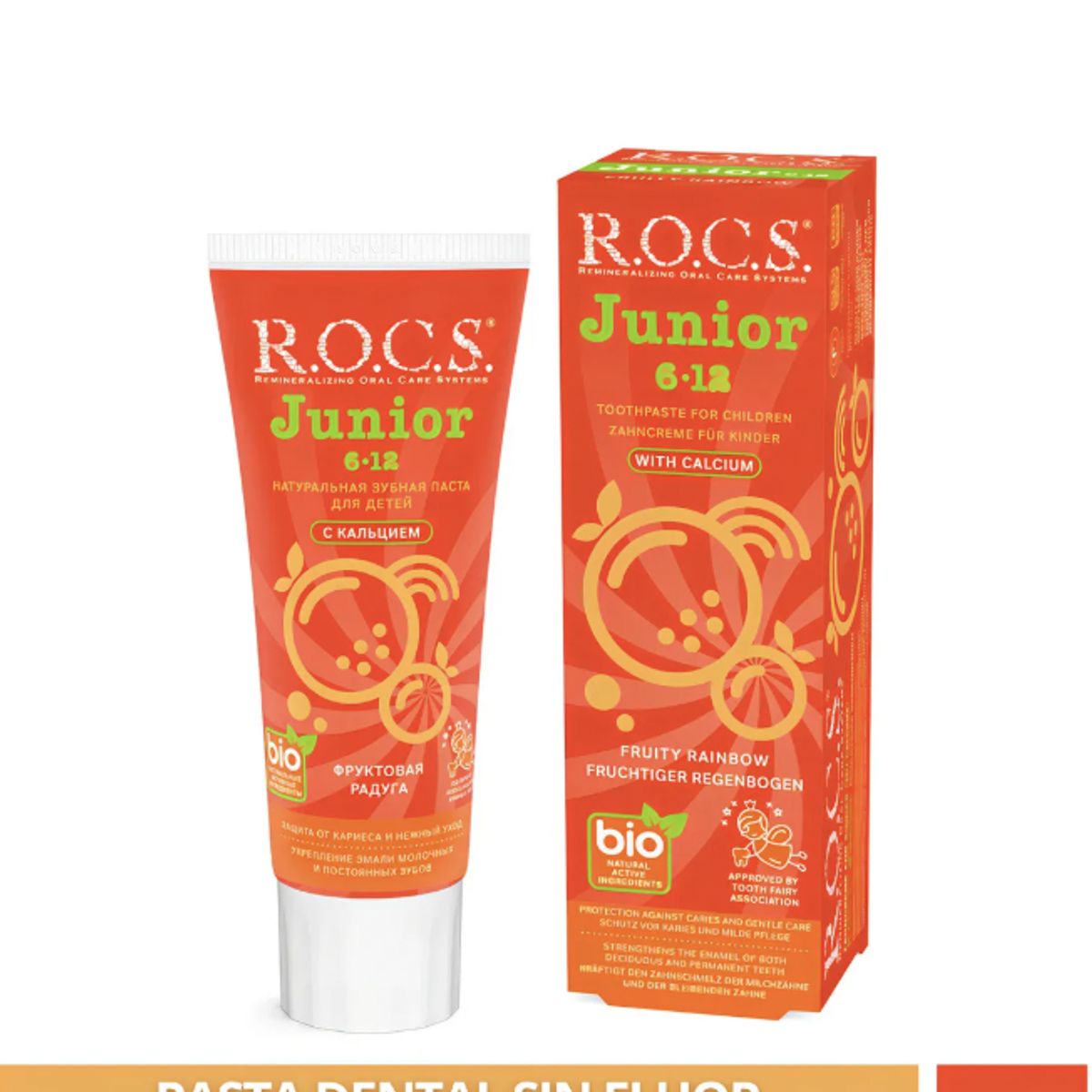ROCS - Pasta Dental Rocs Junior Fruity Rainbow 74g Sin Fluor