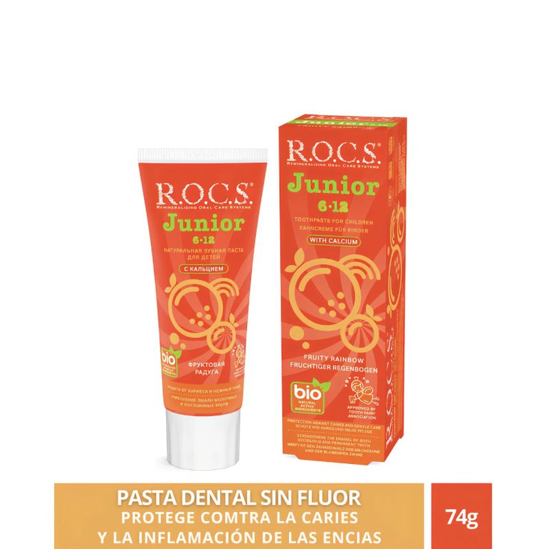 ROCS - Pasta Dental Rocs Junior Fruity Rainbow 74g Sin Fluor