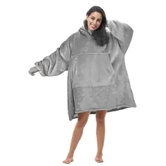MOVI - Poleron Sherpa Adulto con Capucha Gris unisex