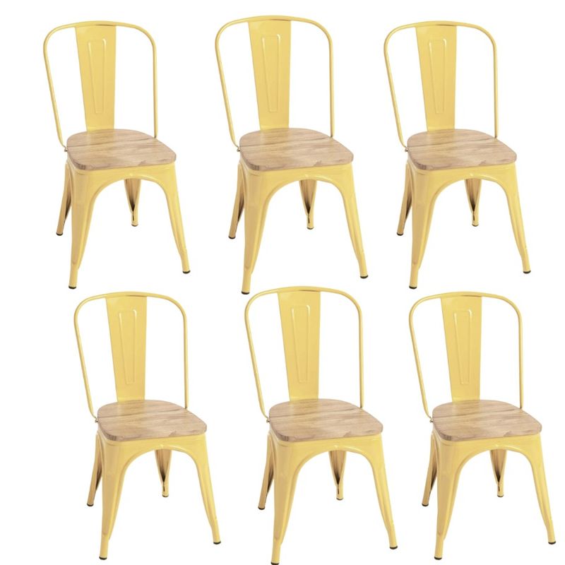 CORI CORI - Pack 6 Sillas Tolix Amarilla (Asiento de Madera)