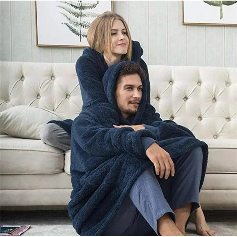 MOVI - Poleron Sherpa Adulto con Capucha Azul unisex