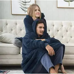 MOVI - Poleron Sherpa Adulto con Capucha Azul unisex