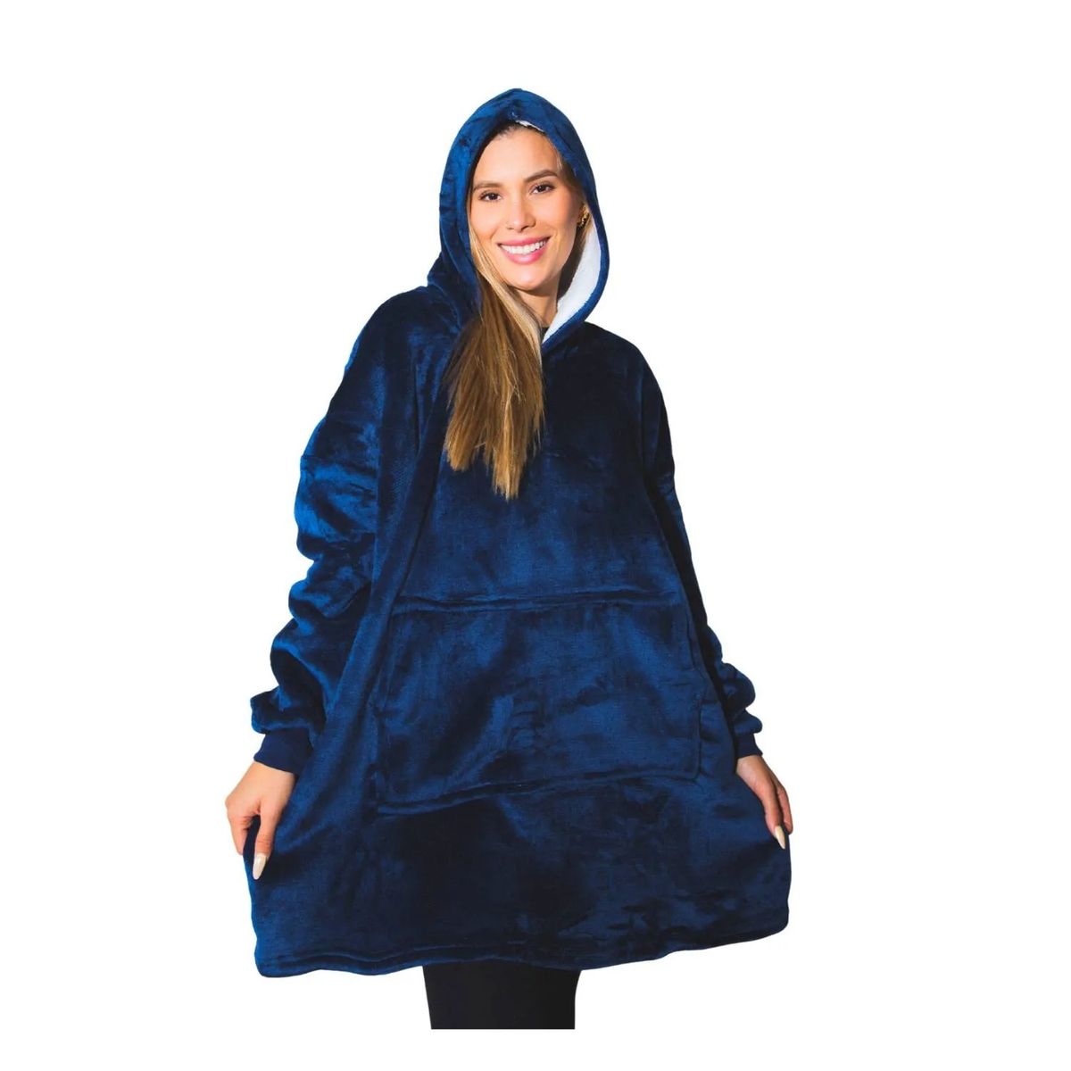 MOVI - Poleron Sherpa Adulto con Capucha Azul unisex