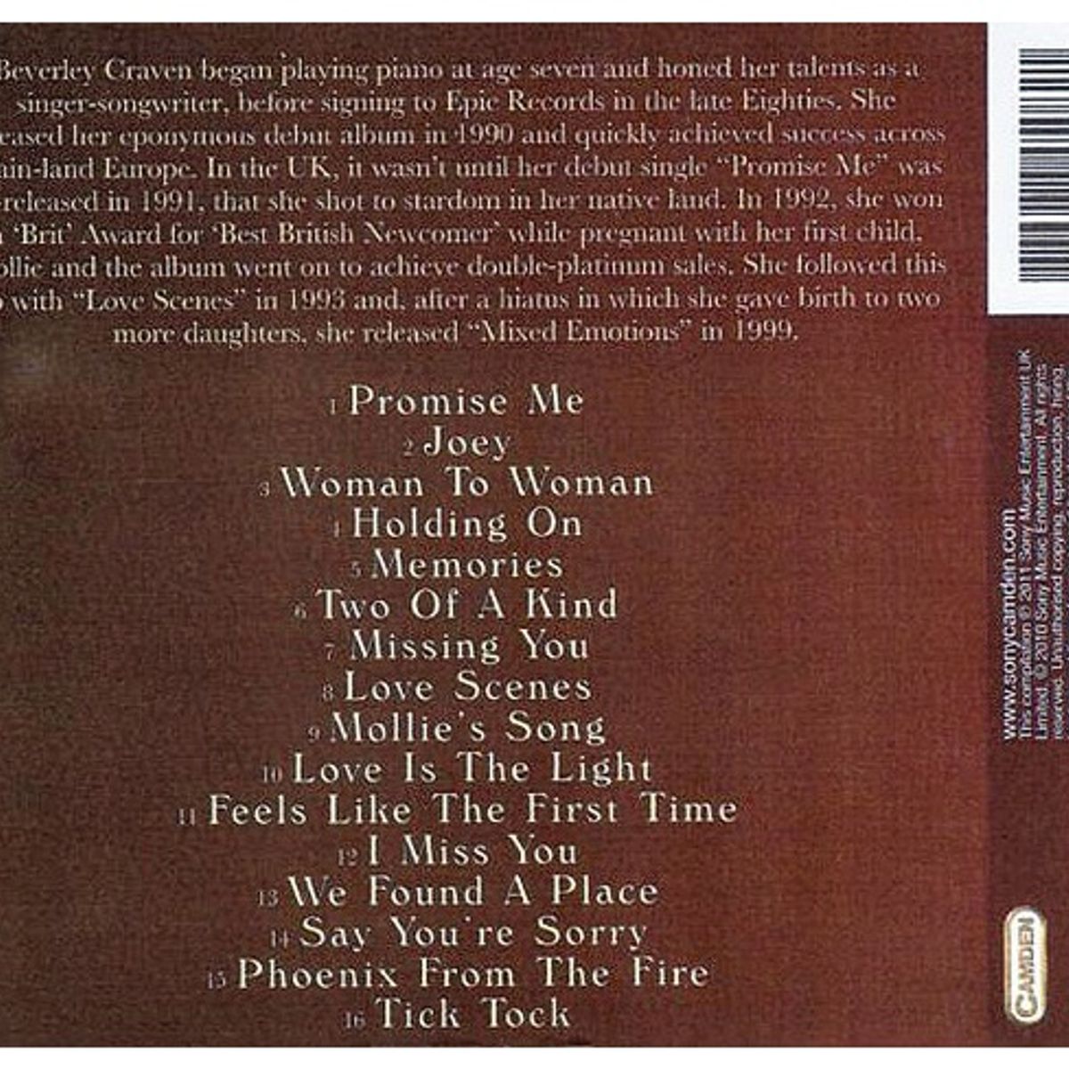 HITWAY MUSIC - BEVERLEY CRAVEN - PROMISE ME THE BEST OF - CD