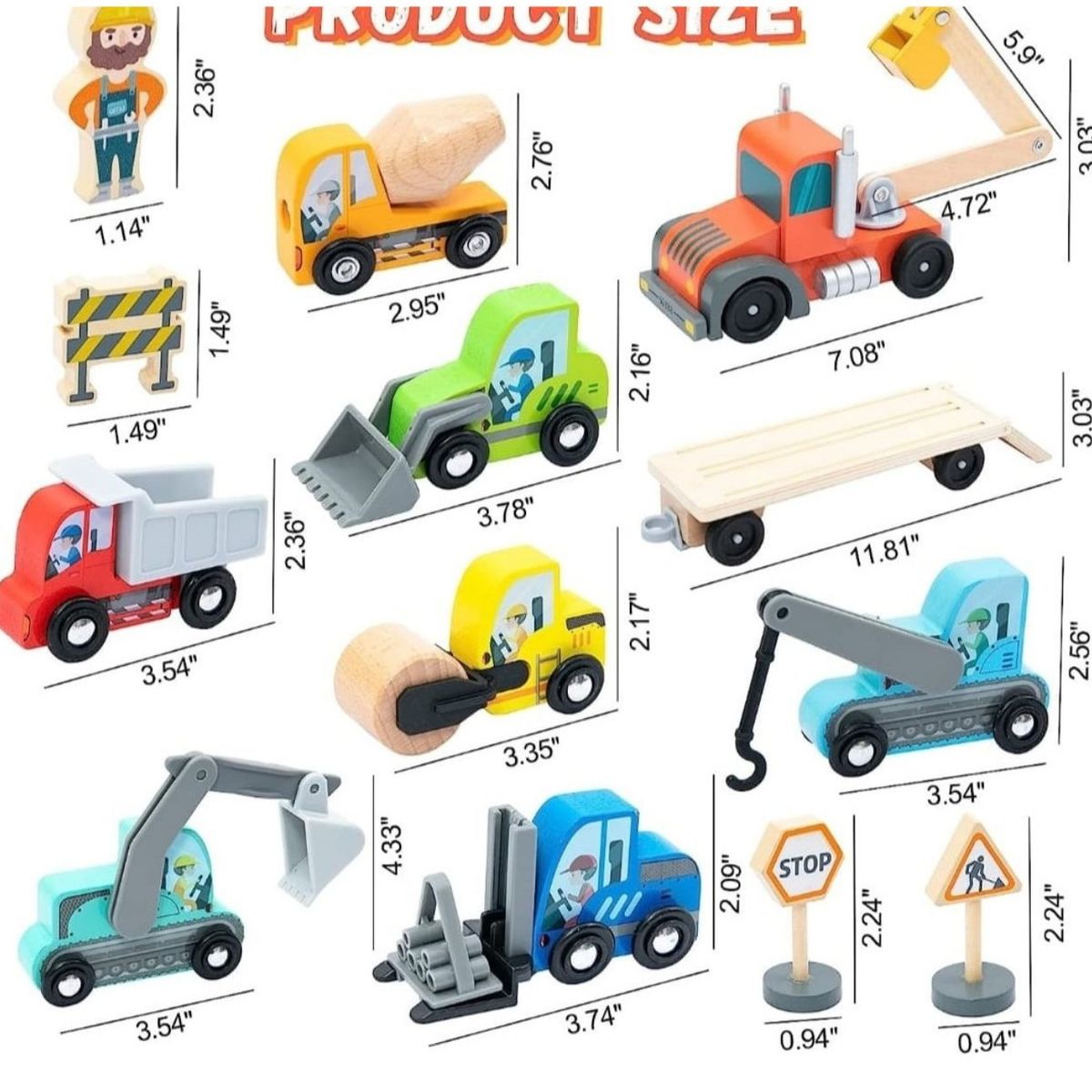 GENERICO - Vehículo De Construcción  De Madera  Con Remolque 14 Piezas
