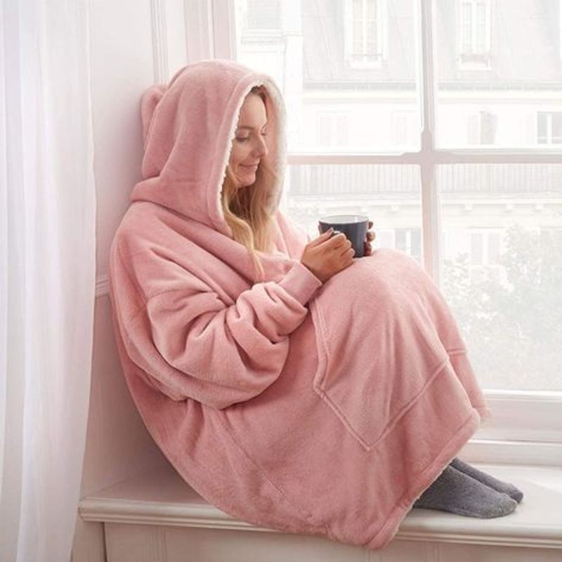 MOVI - Poleron Sherpa Adulto con Capucha Rosado unisex