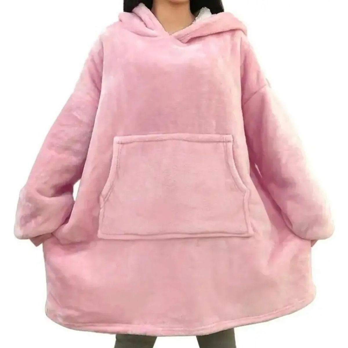 MOVI - Poleron Sherpa Adulto con Capucha Rosado unisex
