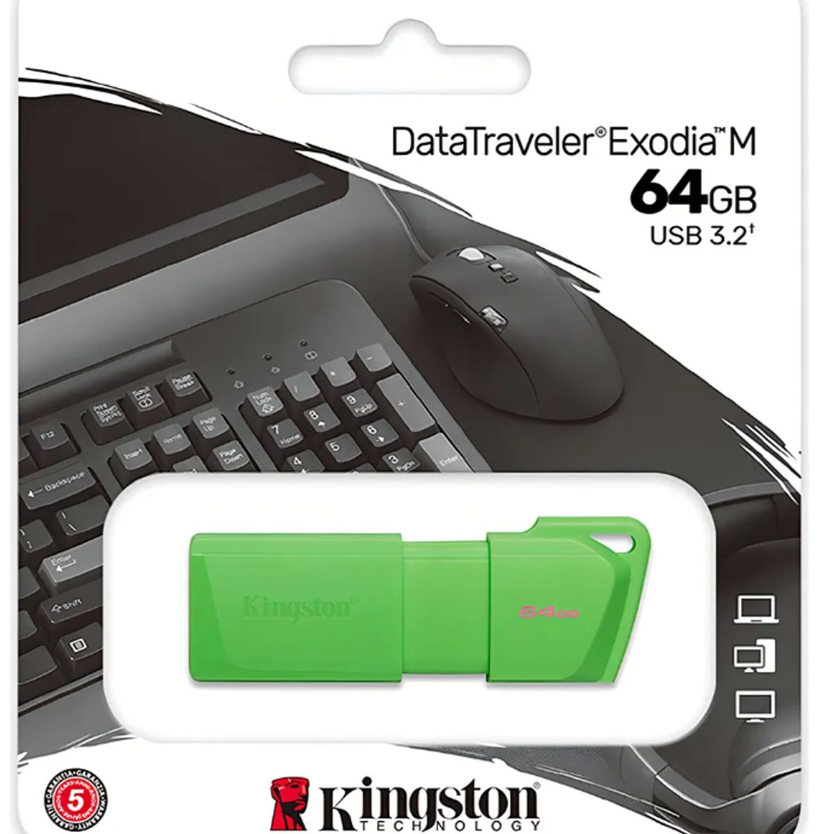 KINGSTON - Pendrive 64 GB - Kingston DataTraveler Exodia M Neon Green - USB 3.2