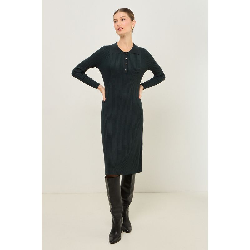 MA GRIFFE - Vestido Largo Verde Musgo Mujer Magriffe