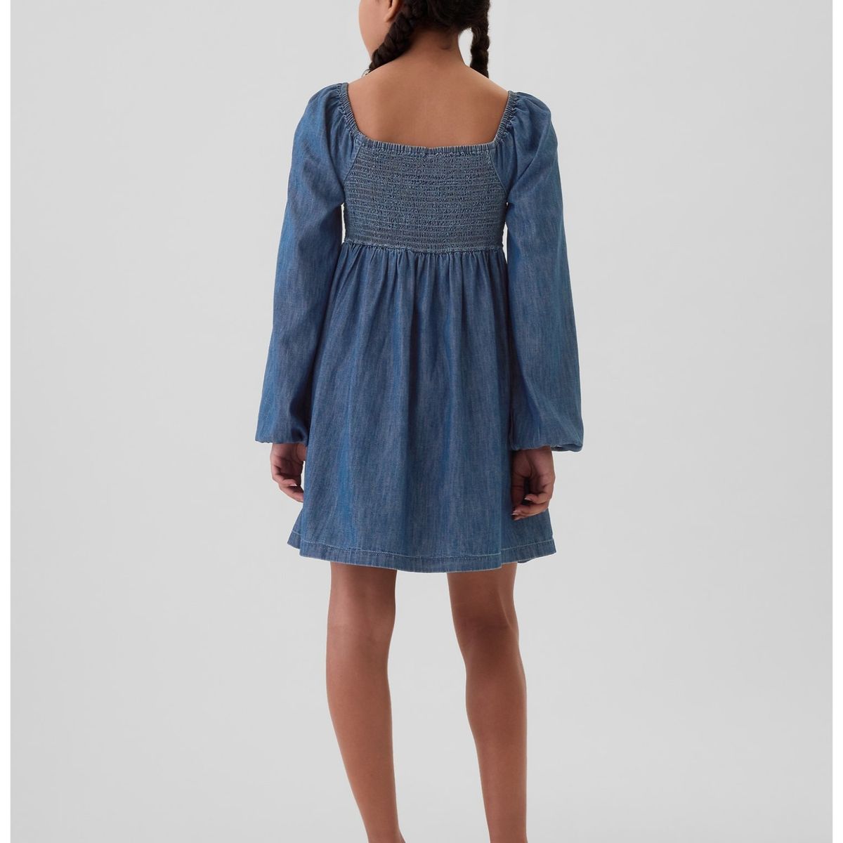 GAP - Vestido Niña Denim Manga Puff Azul GAP
