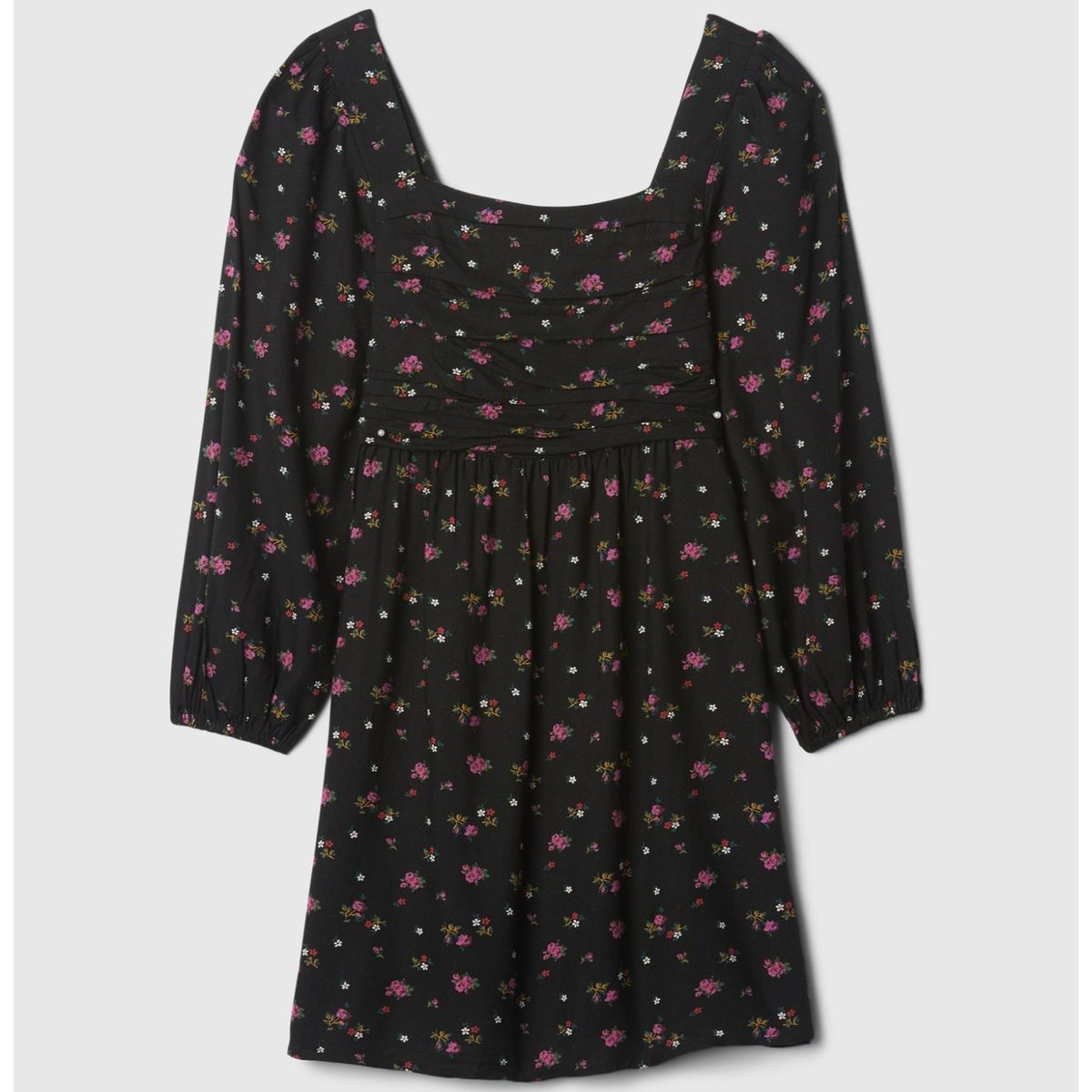 GAP - Vestido Niña Print Manga Puff Negro GAP