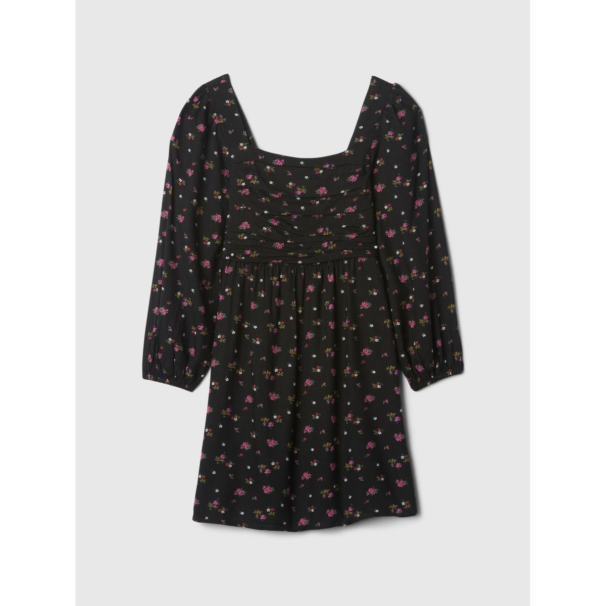 GAP - Vestido Niña Print Manga Puff Negro GAP