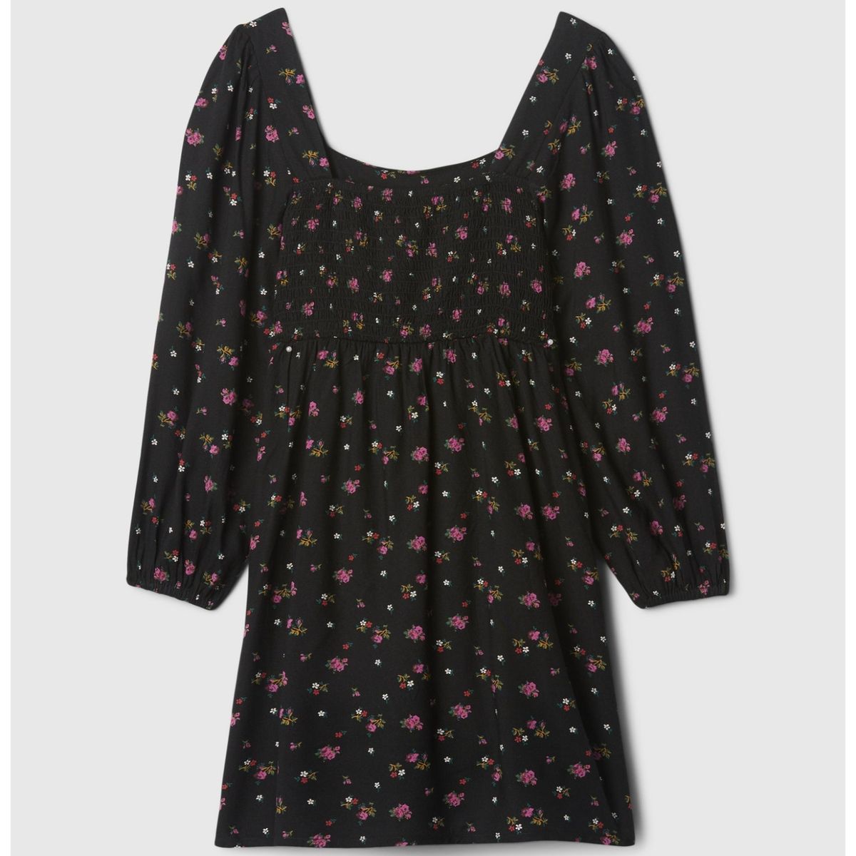 GAP - Vestido Niña Print Manga Puff Negro GAP