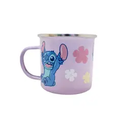 TITANIO - Tazón Metálico Disney Stitch Vibes 460ml Rosa Palido Producto Oficial