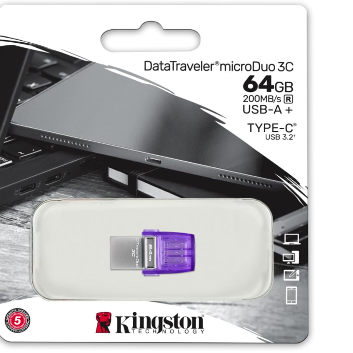 KINGSTON - Pendrive 64 Gb - Kingston DataTraveler microDuo 3C - USB 3.2