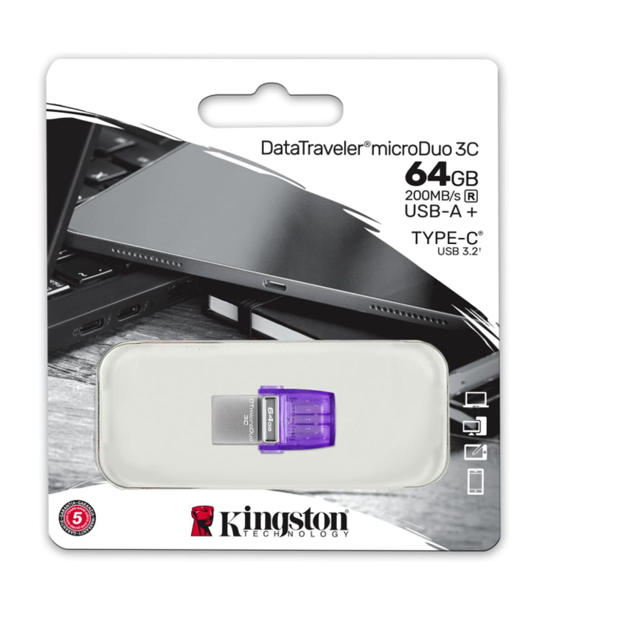KINGSTON - Pendrive 64 Gb - Kingston DataTraveler microDuo 3C - USB 3.2
