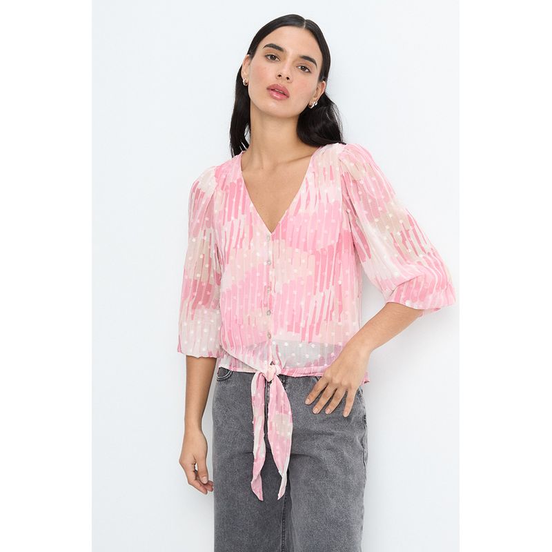 IO - Blusa Manga Larga Rosado Mujer Io