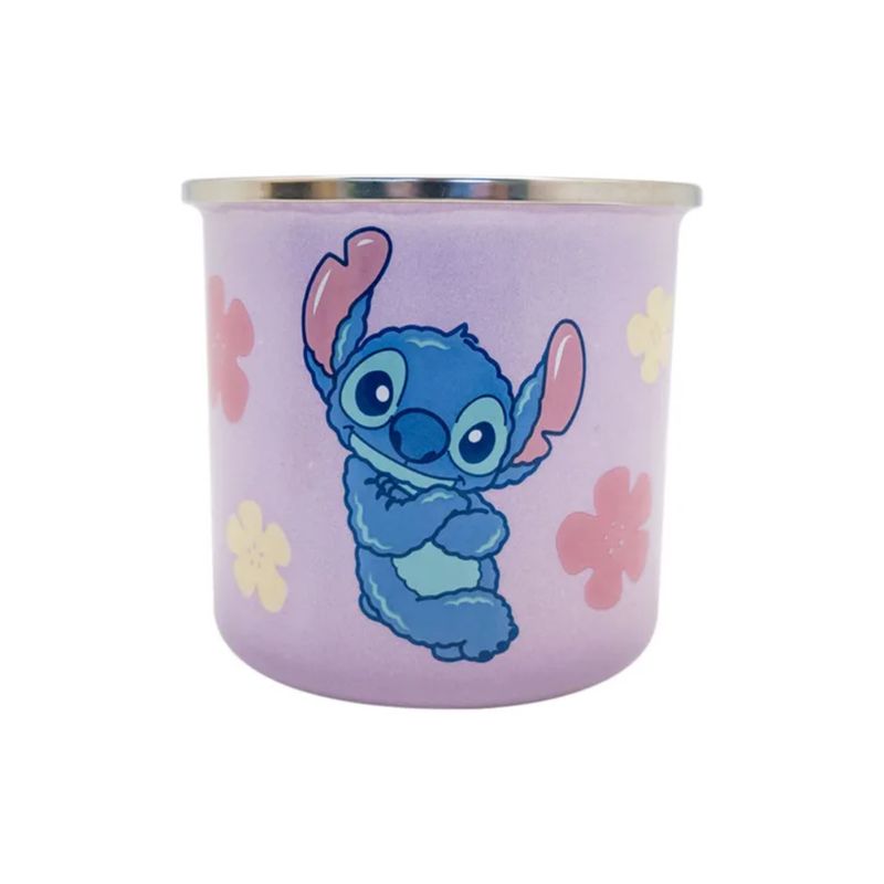 TITANIO - Tazón Metálico Disney Stitch Vibes 460ml Rosa Palido Producto Oficial