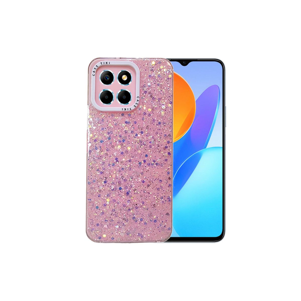 GENERICO - CARCASA PARA HONOR X6X6SX8 5G GLITTER CON POP SOCKET COLOR ROSA
