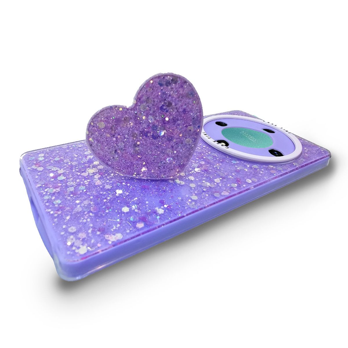 GENERICO - CARCASA PARA HONOR MAGIC 5 LITE GLITTER CON POP SOCKET COLOR LILA