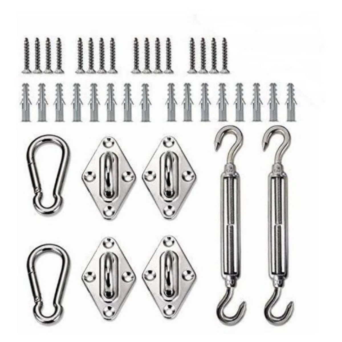 GENERICO - Kit de Anclaje Herraje para Toldo de Vela en Acero Inoxidable