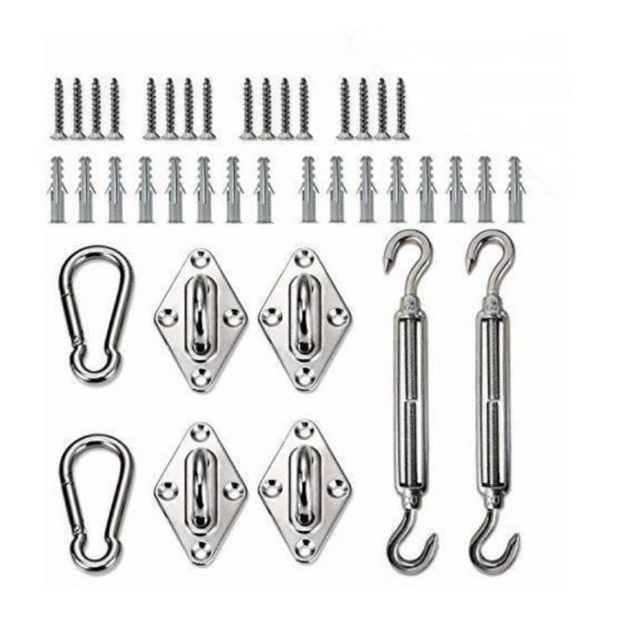 GENERICO - Kit de Anclaje Herraje para Toldo de Vela en Acero Inoxidable