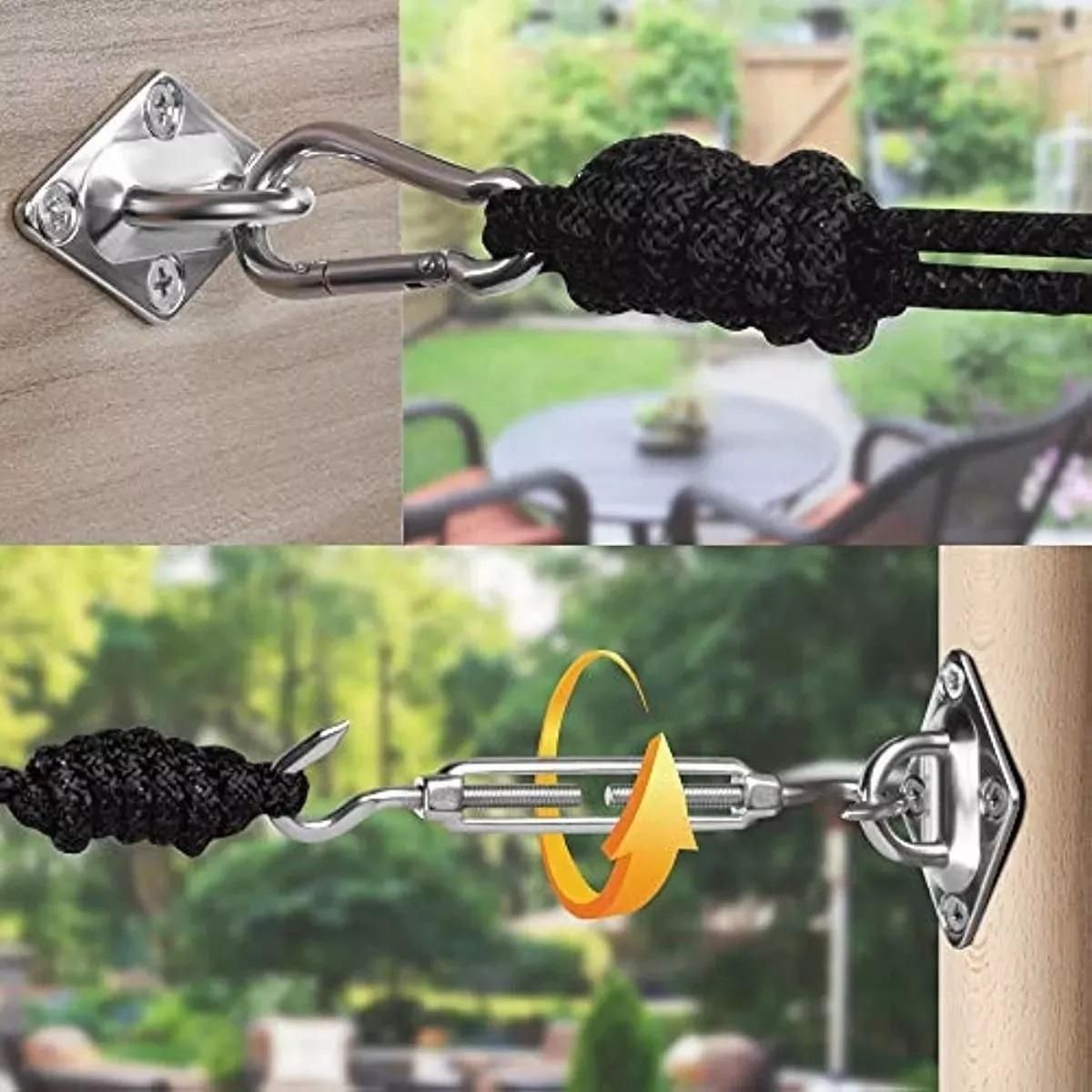 GENERICO - Kit de Anclaje Herraje para Toldo de Vela en Acero Inoxidable