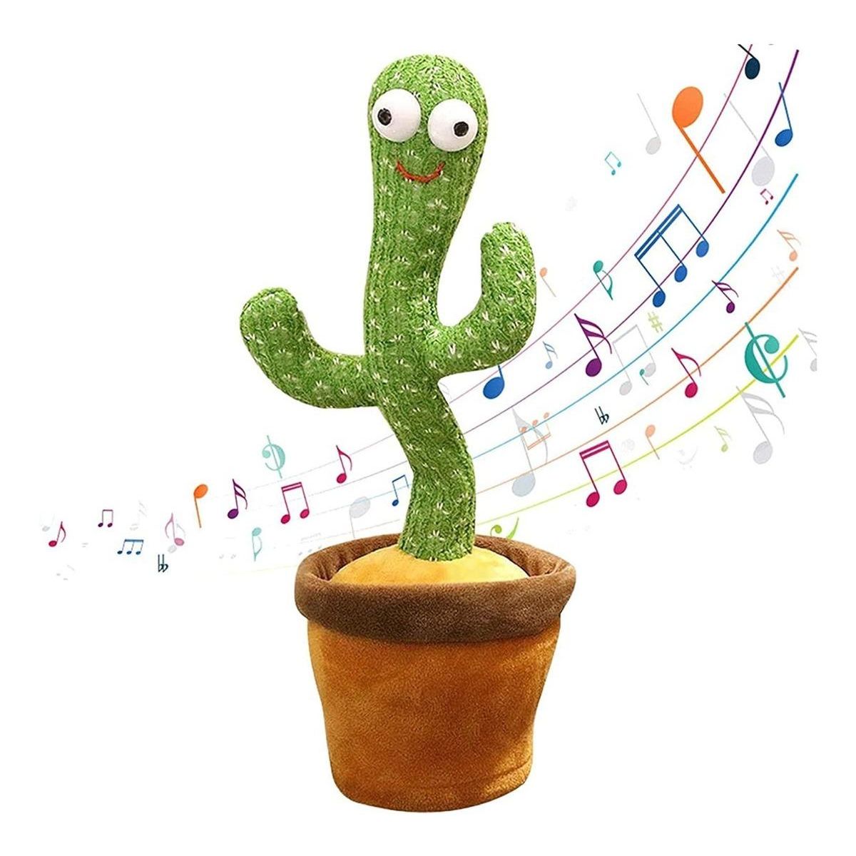 GENERICO - Cactus Bailarín de Peluche Recargable con Luz y Sonido