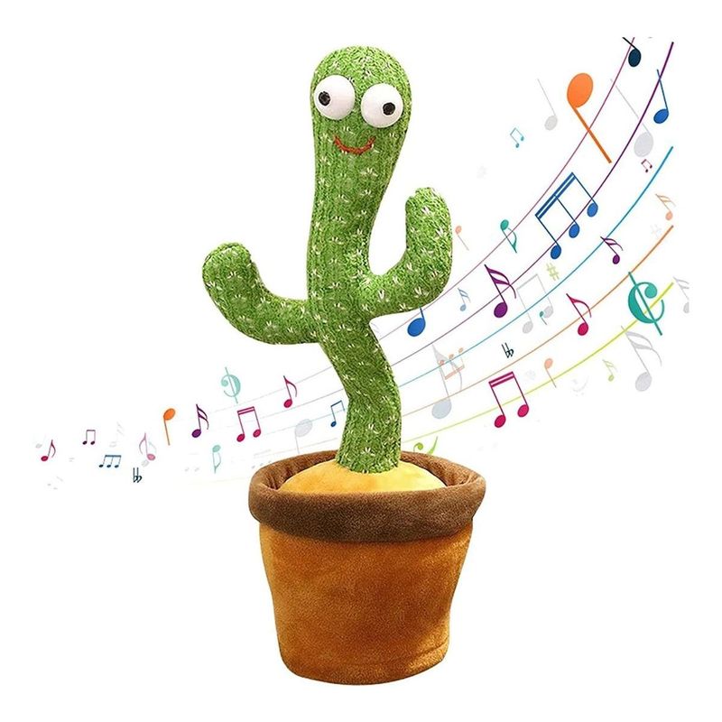 GENERICO - Cactus Bailarín de Peluche Recargable con Luz y Sonido