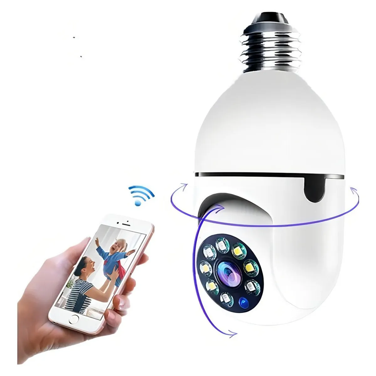 GENERICO - Cámara de Seguridad Inalámbrica 360° con Visión Nocturna E27