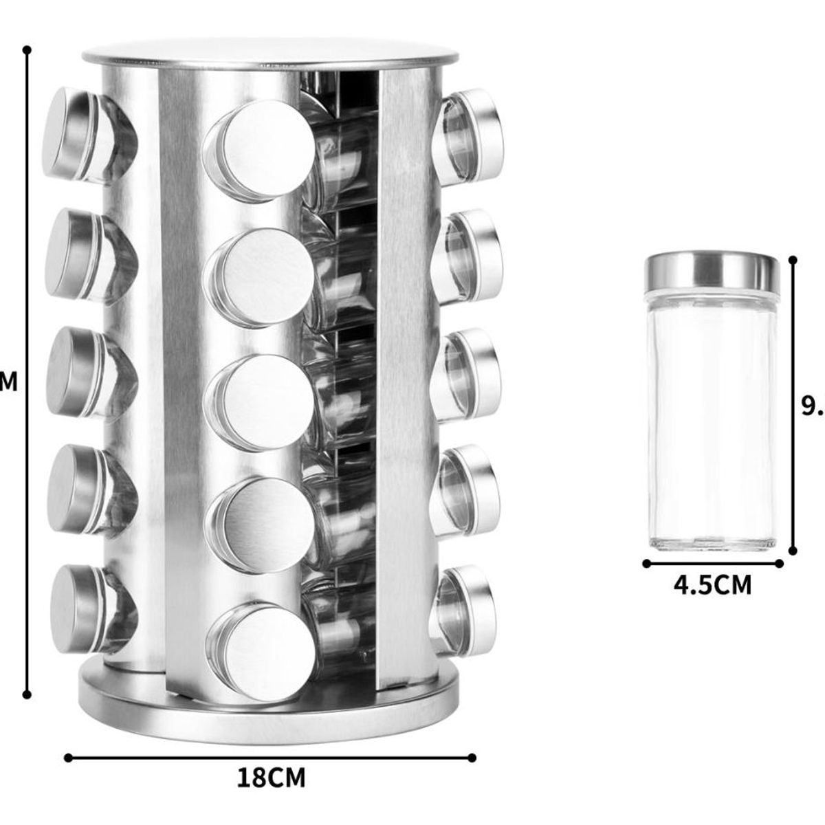 GENERICO - Organizador Giratorio de Especias con 20 Frascos de Vidrio