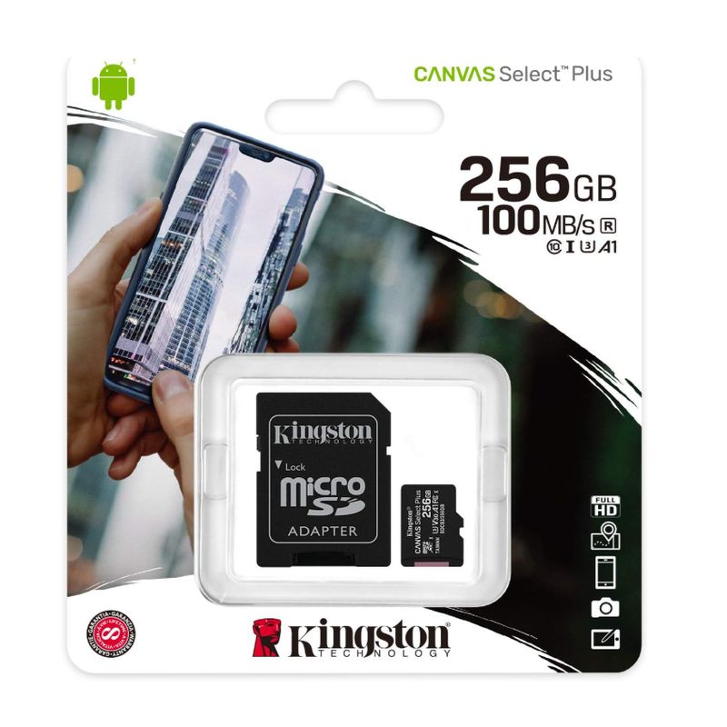 KINGSTON - Memoria Flash 256 GB - Kingston Canvas MicroSDXC Select Plus