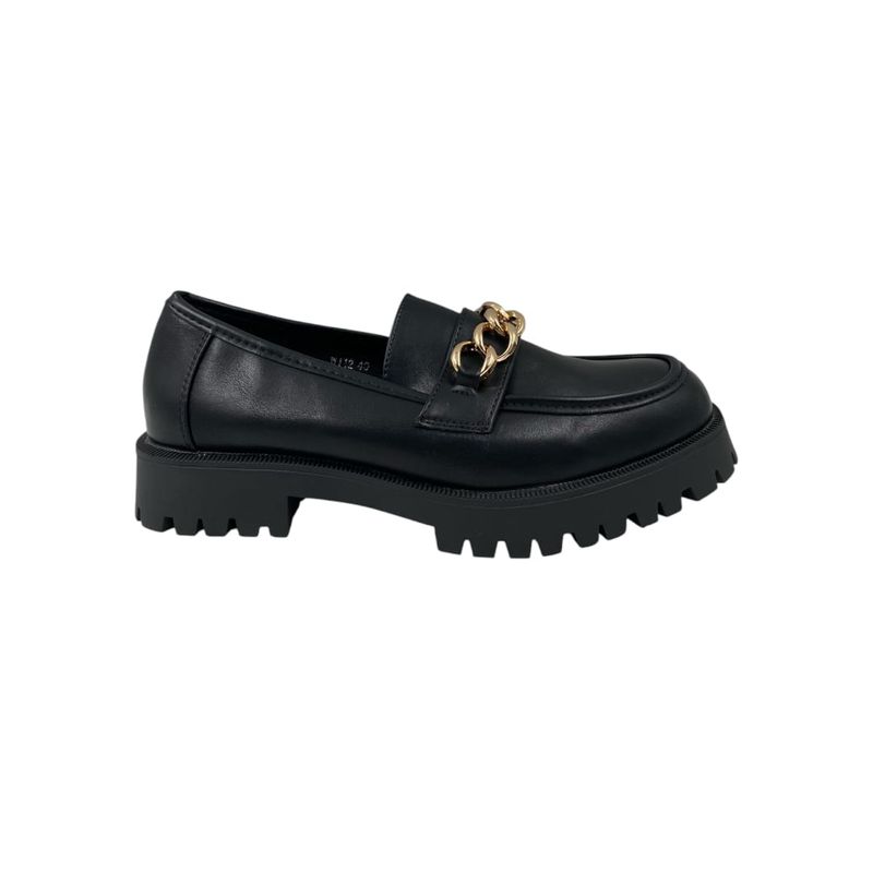 HERIEL - Mocasín Negro Cadena Mujer.