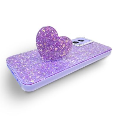 Imagen 2 del producto CARCASA PARA MOTOROLA G53 GLITTER CON POP SOCKET COLOR LILA.