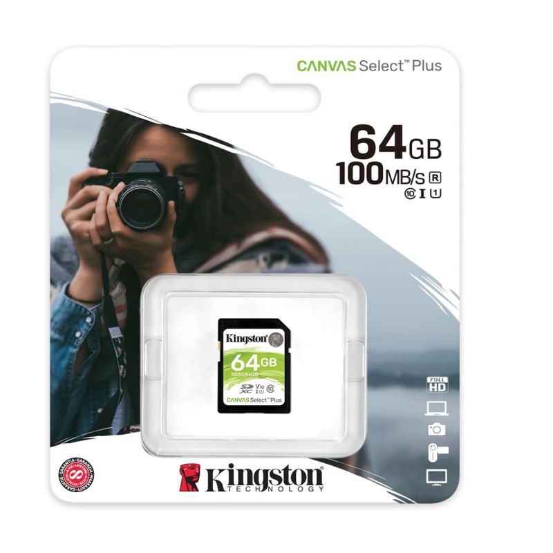KINGSTON - Memoria Flash 64 GB - Kingston Canvas Select Plus - Class 10