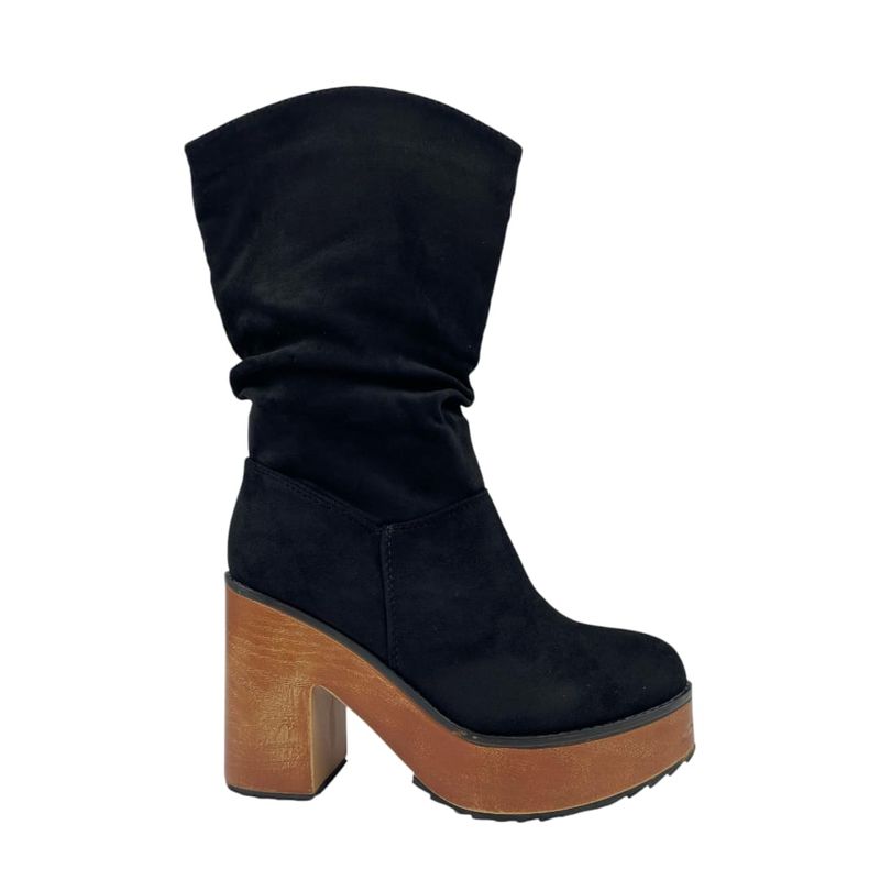 HERIEL - Bota Negra Gamuza Plataforma Mujer