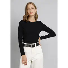 ESPRIT - Polera Manga Larga Acanalada Mujer