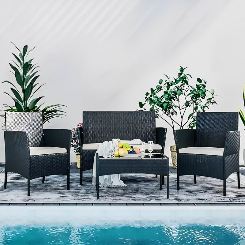 SPACE HOME - juego de exterior living para terraza 4 piezas woven negro
