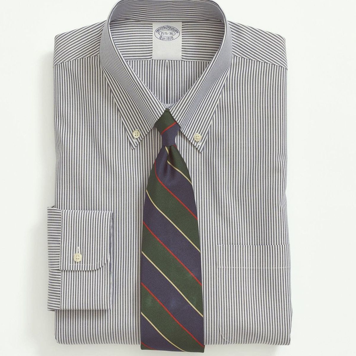 BROOKS BROTHERS - Camisa Hombre Ds Ni Sppt Pbd Reg - Candy Stp Azul Brooks Brothers