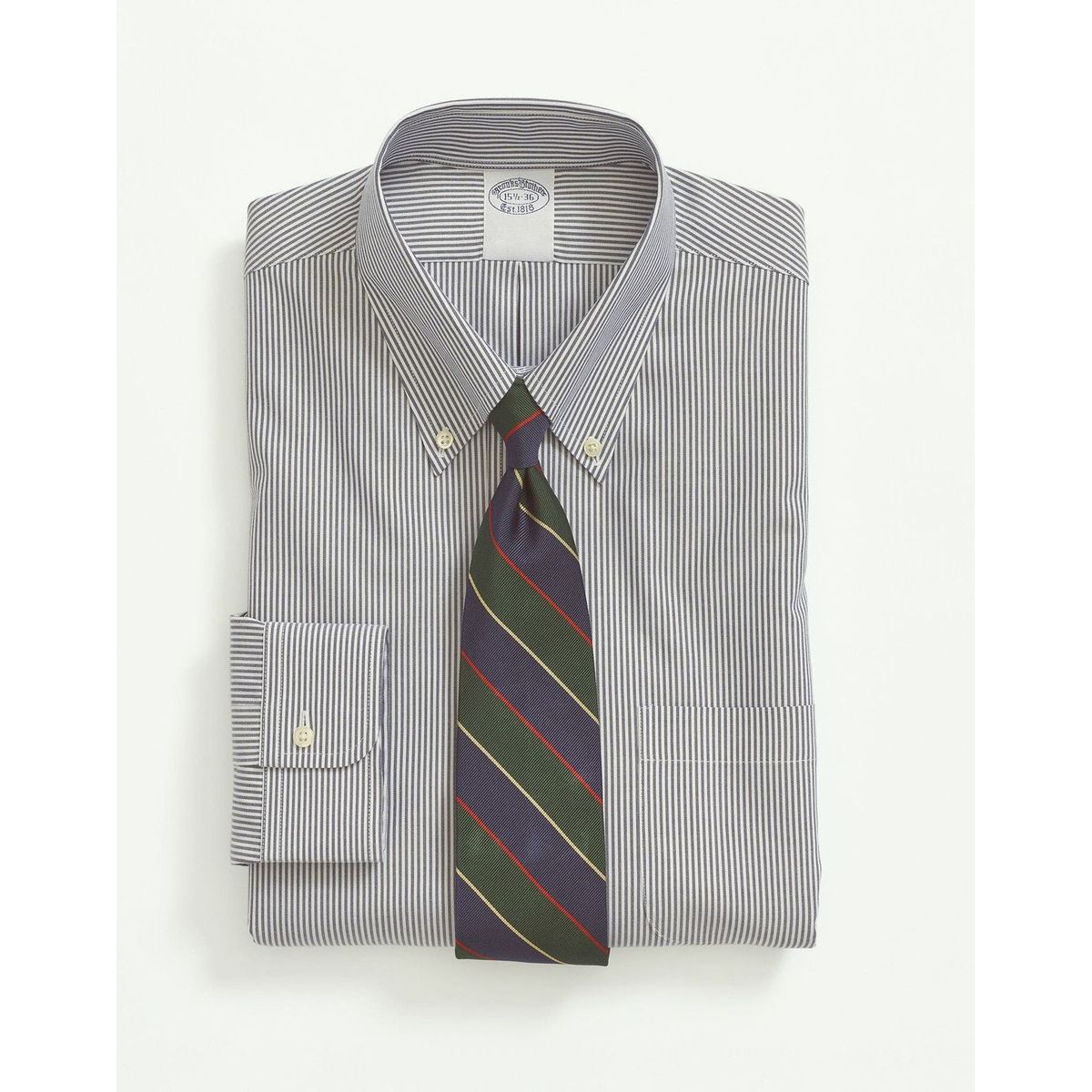 BROOKS BROTHERS - Camisa Hombre Ds Ni Sppt Pbd Reg - Candy Stp Azul Brooks Brothers