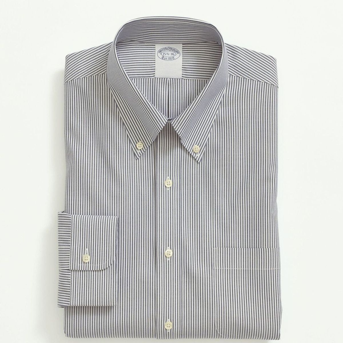 BROOKS BROTHERS - Camisa Hombre Ds Ni Sppt Pbd Reg - Candy Stp Azul Brooks Brothers