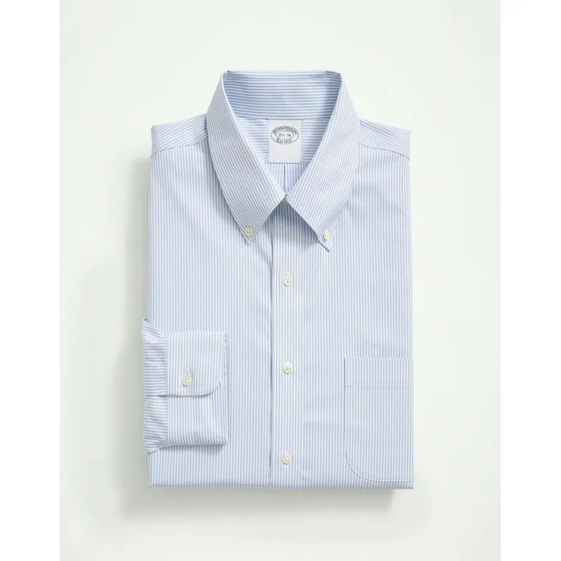 BROOKS BROTHERS - Camisa Hombre Ds Ni Sppt Pbd Reg - Candy Stp Azul Brooks Brothers