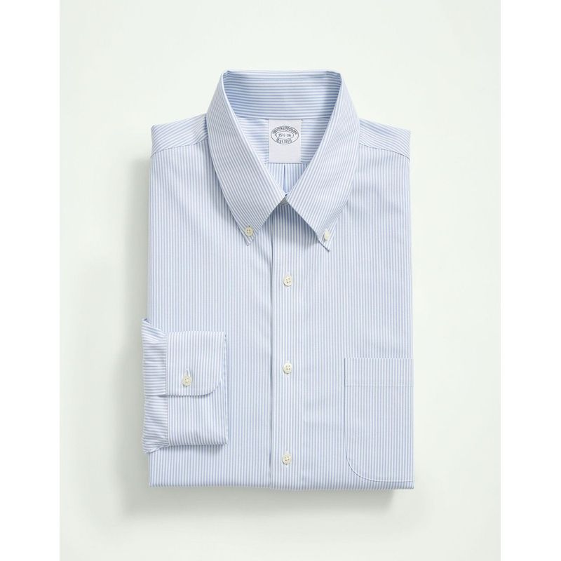 BROOKS BROTHERS - Camisa Hombre Ds Ni Sppt Pbd Reg - Candy Stp Azul Brooks Brothers