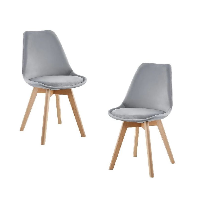 GENERICO - Pack 2 Silla comedor Tulip Terciopelo - Gris