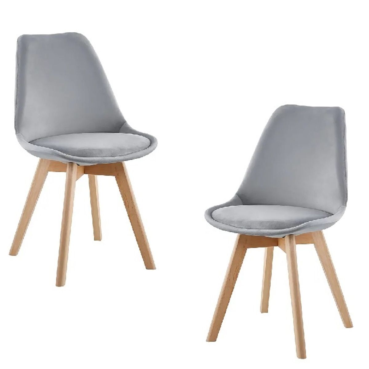 HABITA2 CHILE - Pack 2 Silla comedor Tulip Terciopelo - Gris