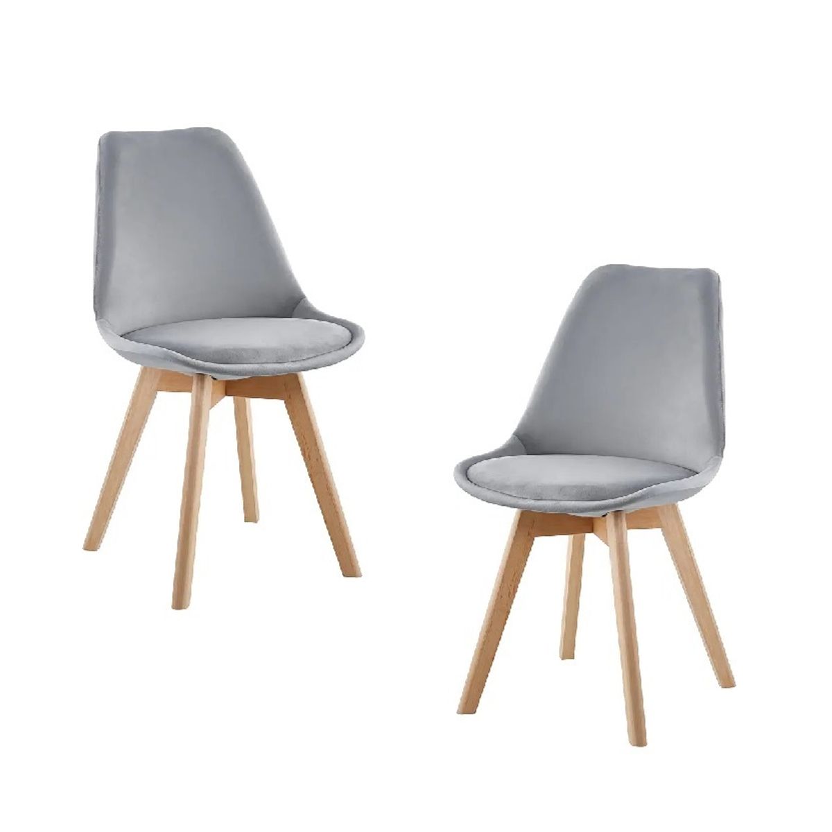 HABITA2 CHILE - Pack 2 Silla comedor Tulip Terciopelo - Gris