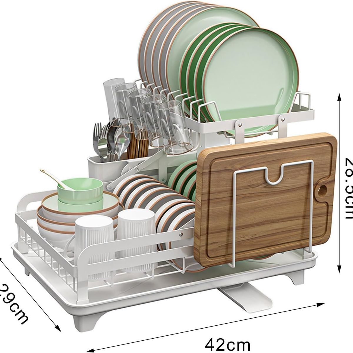 GENERICO - seca platos escurridor de platos rack 2 niveles blanco