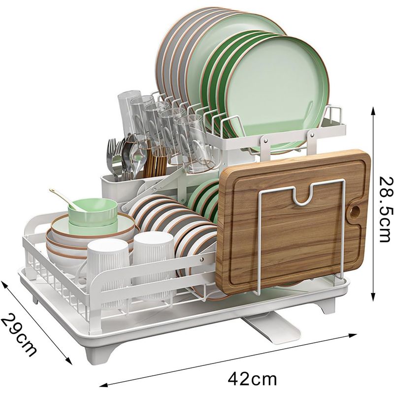 GENERICO - seca platos escurridor de platos rack 2 niveles blanco