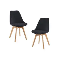 GENERICO - Pack 2 Silla comedor Tulip Terciopelo - Negro