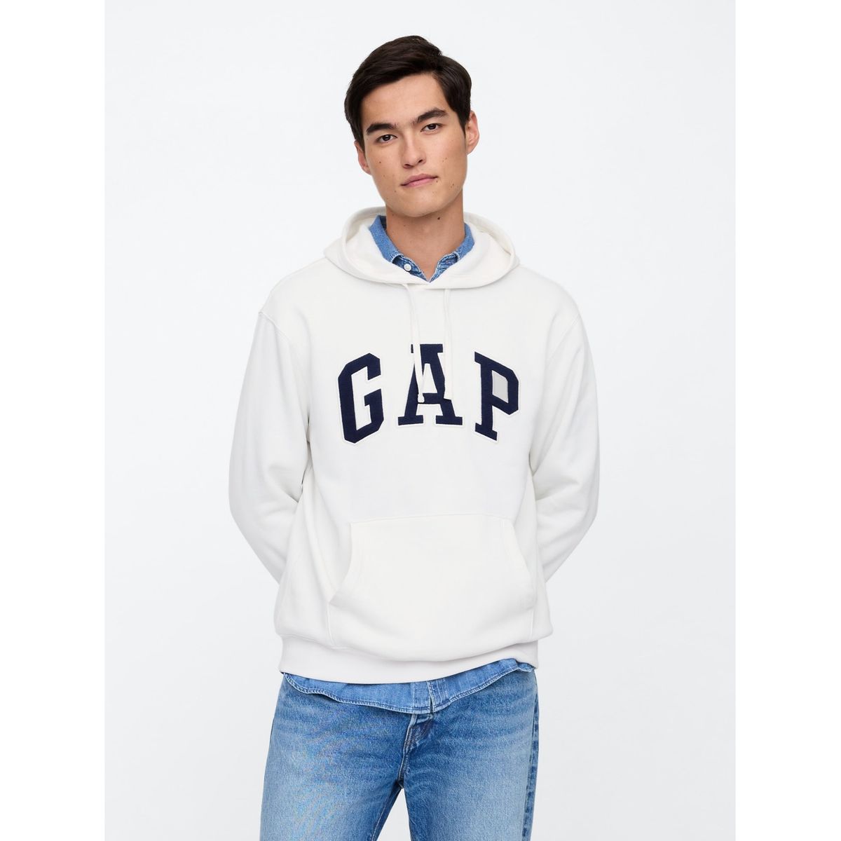 GAP - Polerón Hombre Logo Sin Cierre Blanco GAP